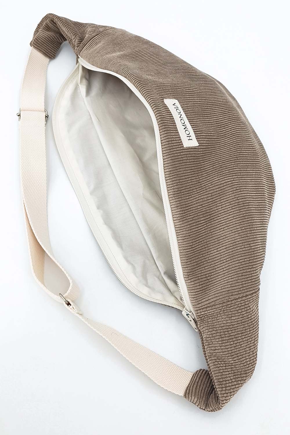 Banane en Velours Côtelé Taupe XL