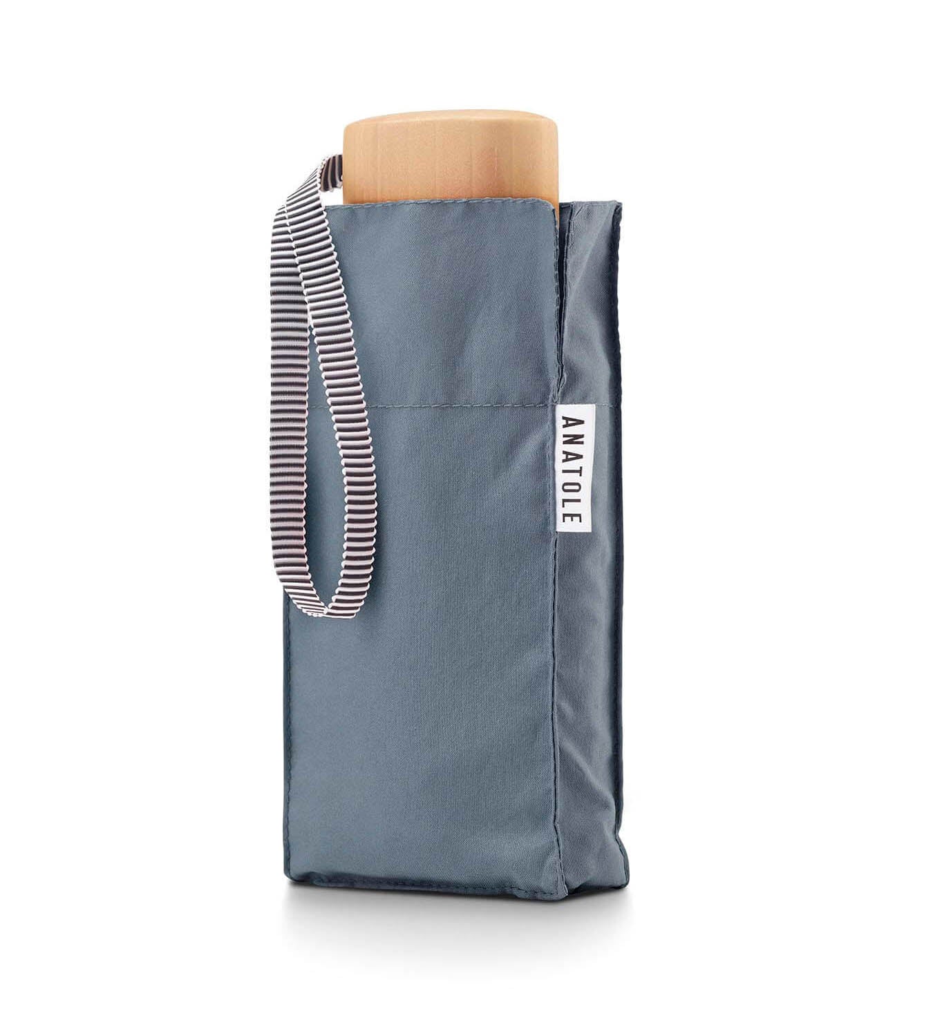 Mini parapluie anatole victor bleu gris solide léger et ultra compact
