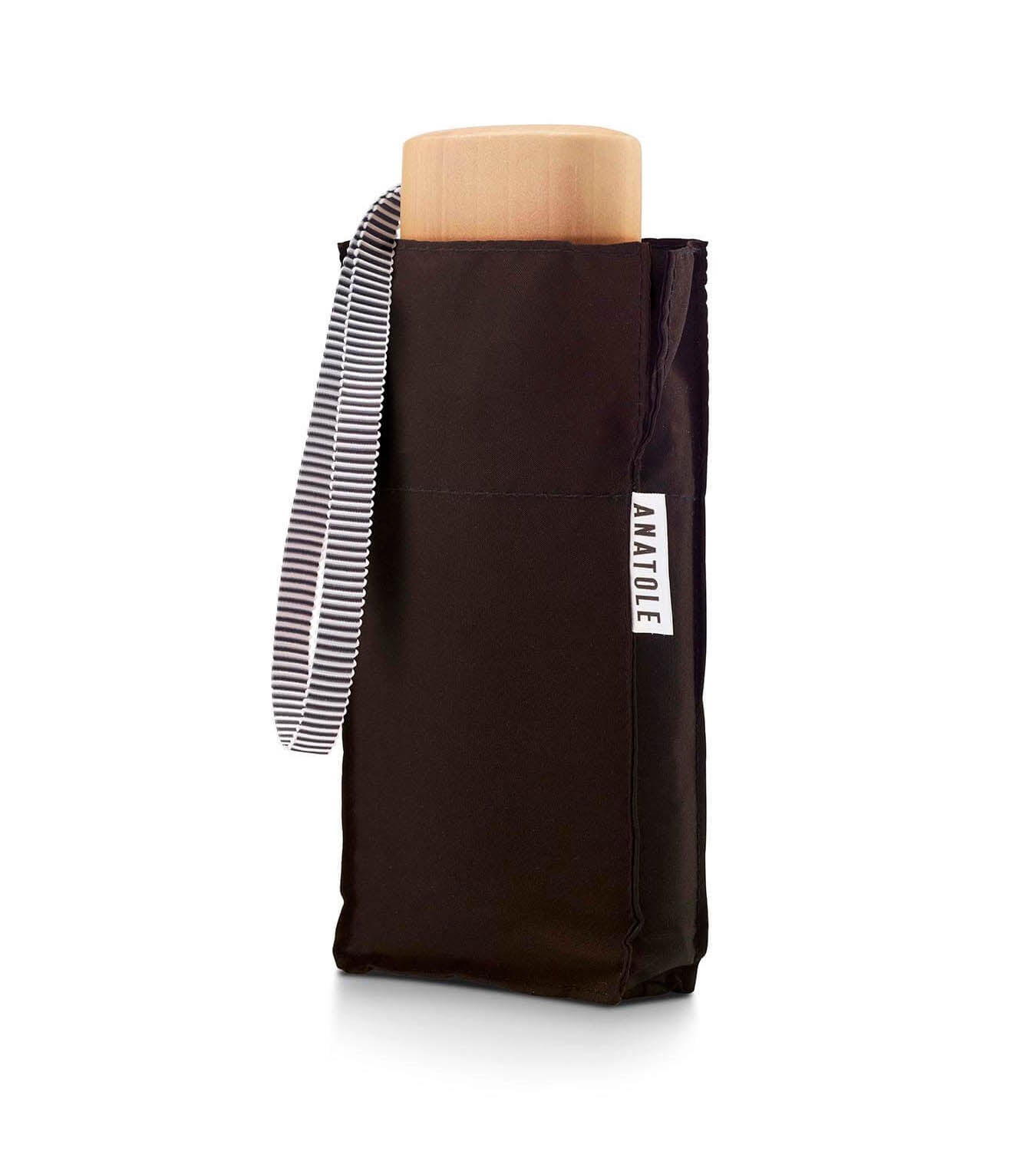 Mini parapluie anatole edwige chocolat noir solide léger et ultra compact