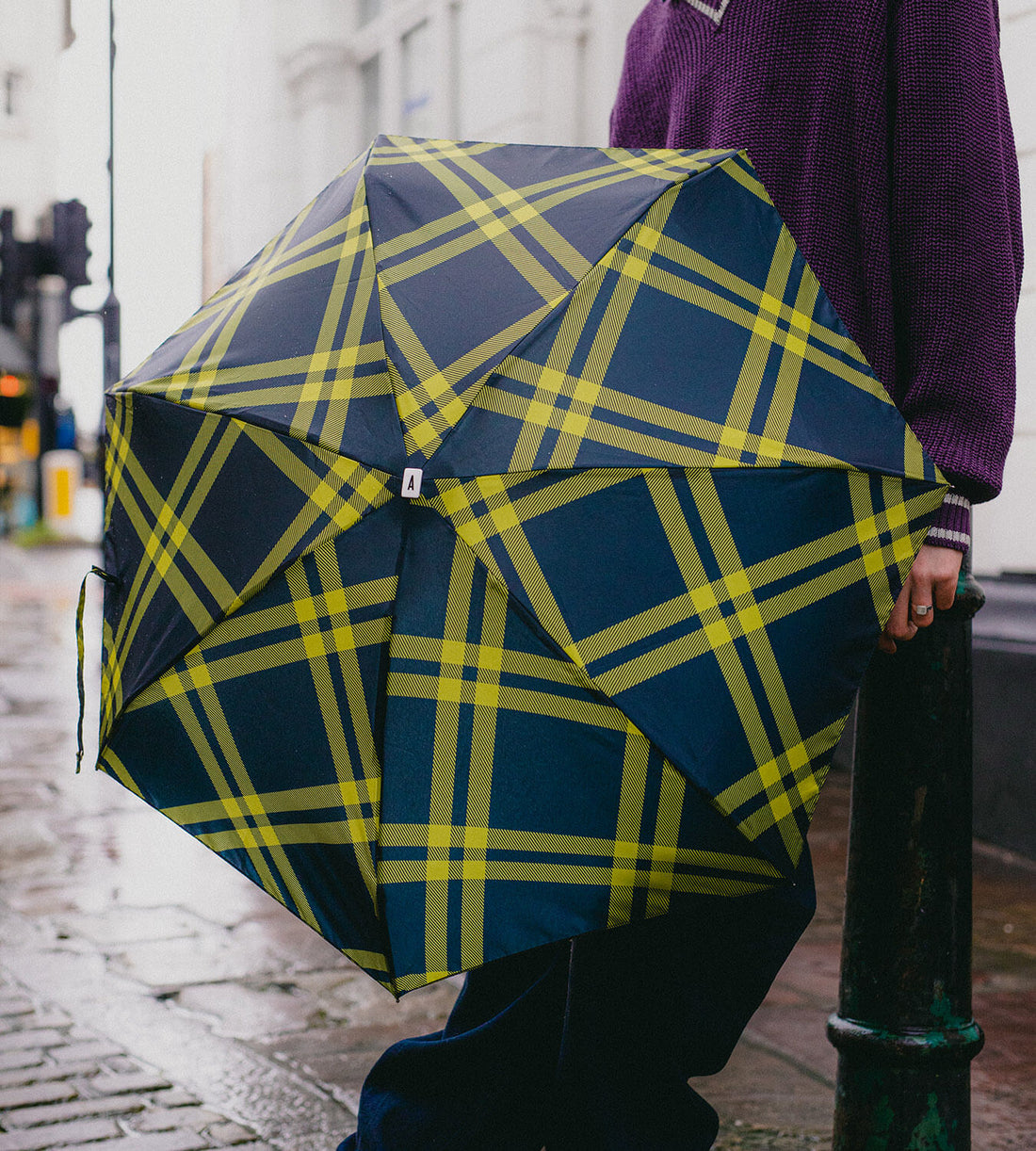 Mini parapluie anatole alwyne tweed noir anis solide léger et ultra compact 