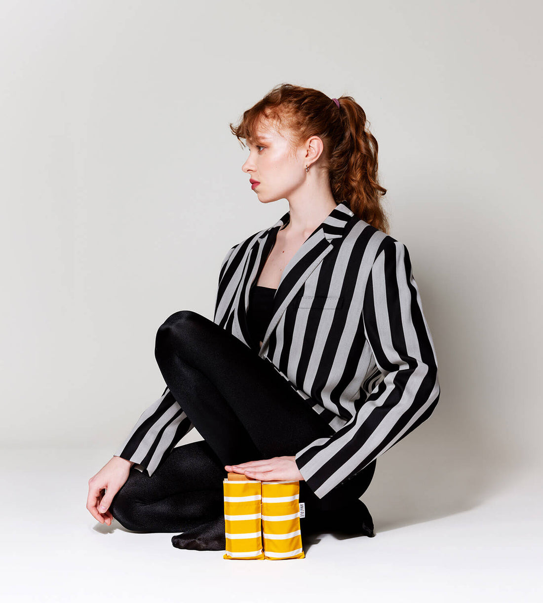 Mini parapluie anatole gabin jaune rayé solide léger et ultra compact