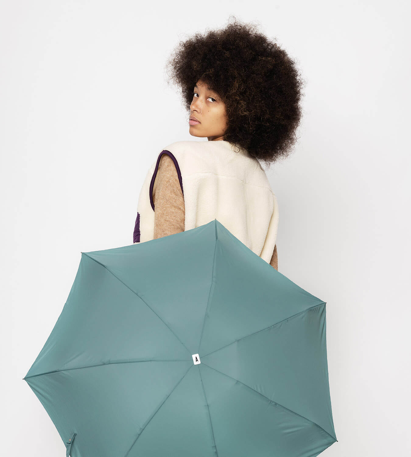 Mini parapluie anatole ambroise vert sauge solide léger et ultra compact 
