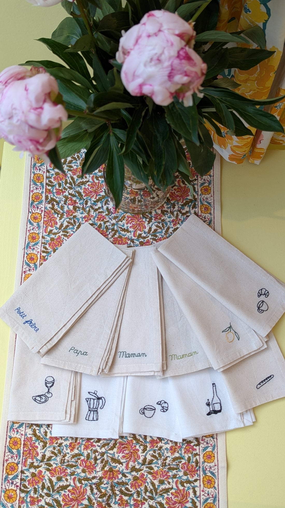 Serviette de Table - Brodée à la Main - Baguette