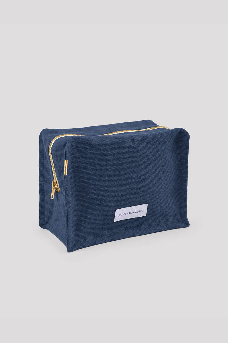 Trousse de Toilette Cube Coton Bio- Bleu Orage