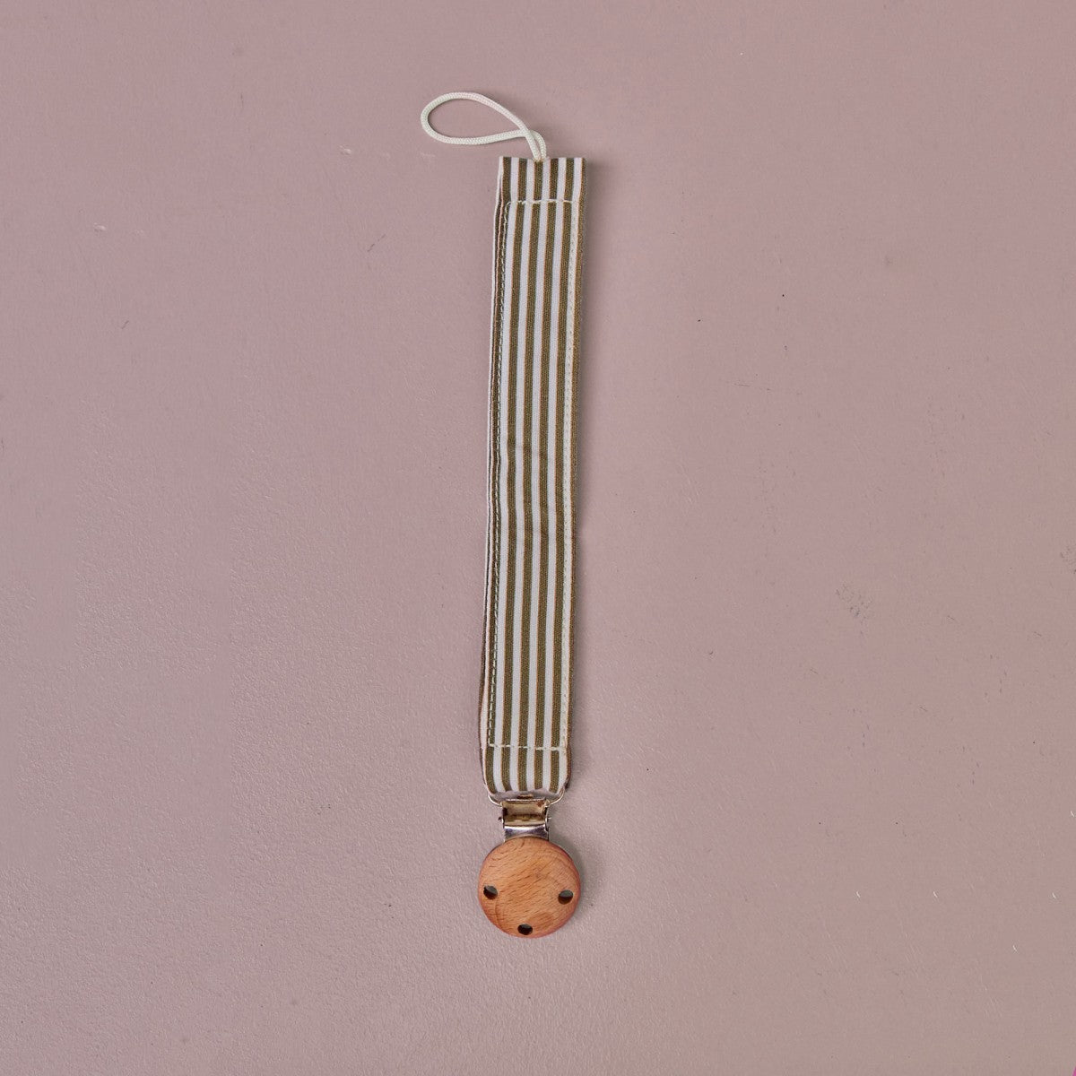 Accroche Tétine Rayures Kaki