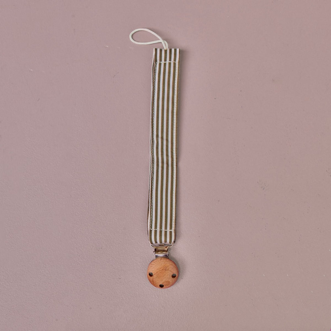 Accroche Tétine Rayures Kaki