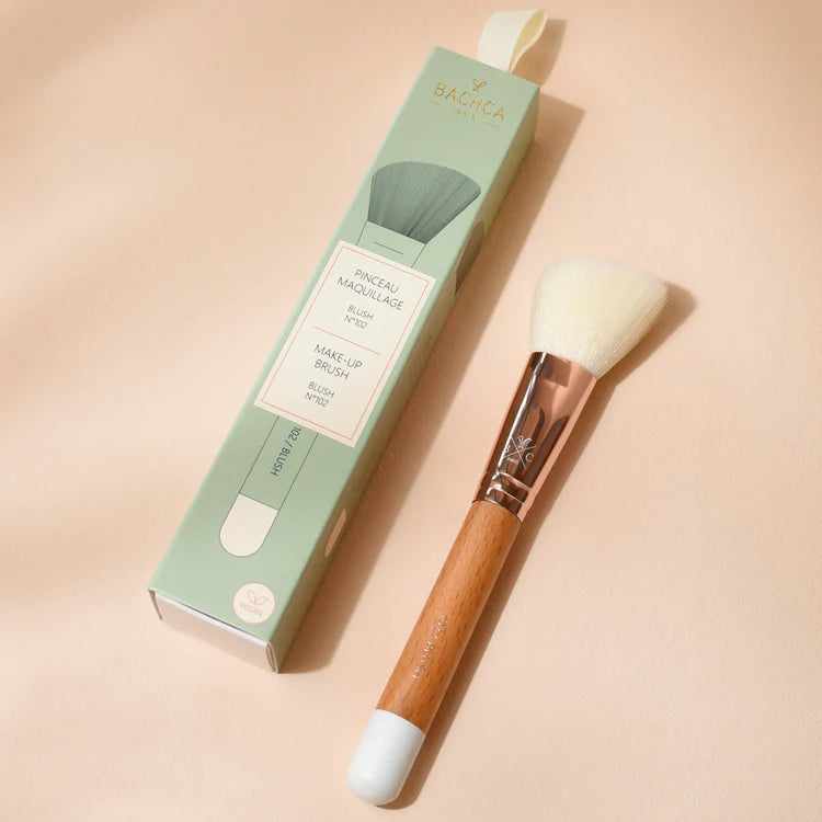 Pinceau Maquillage en Bois Naturel - Blush Biseauté