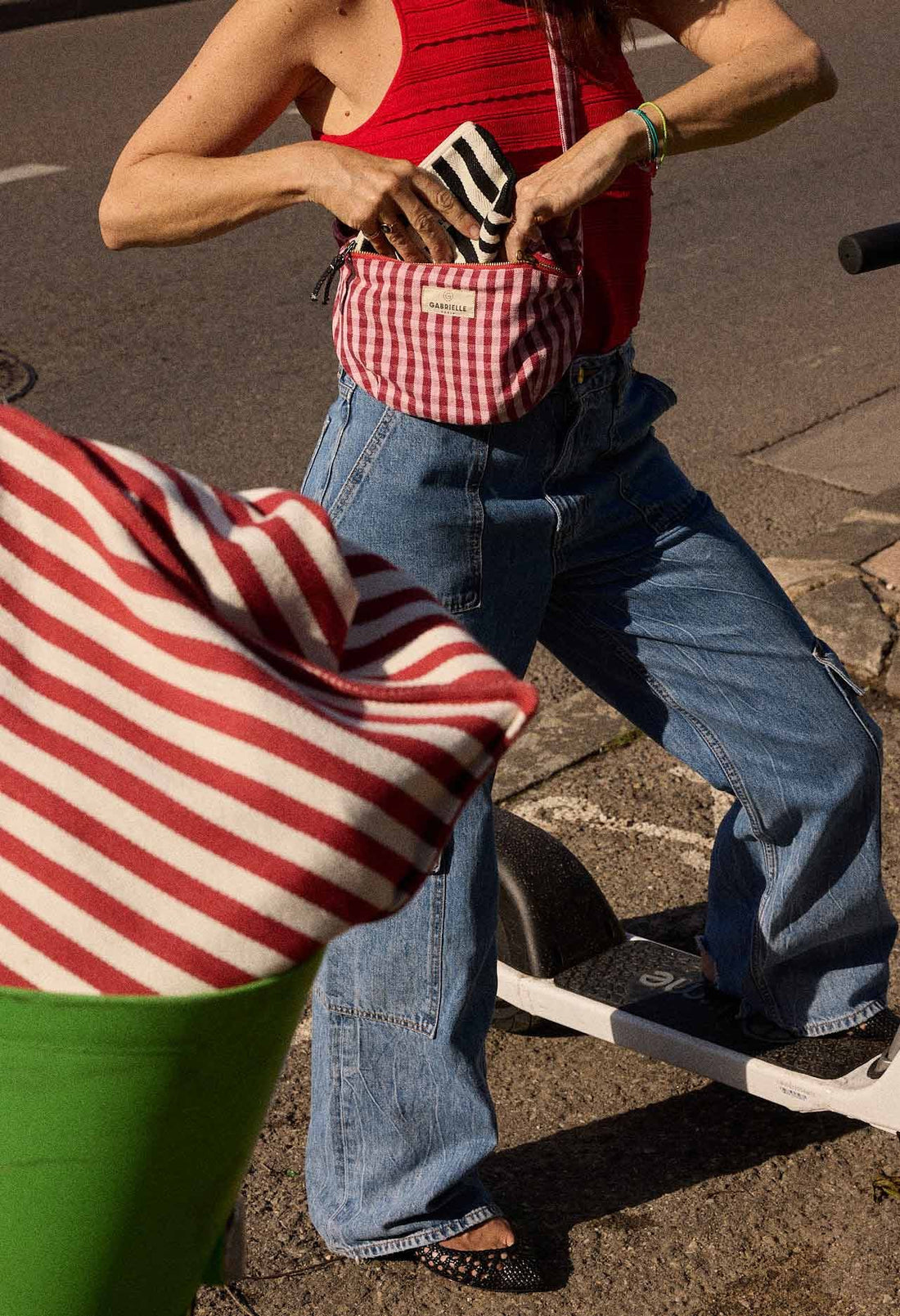 Banane en Coton Imprimé Vichy Cerise