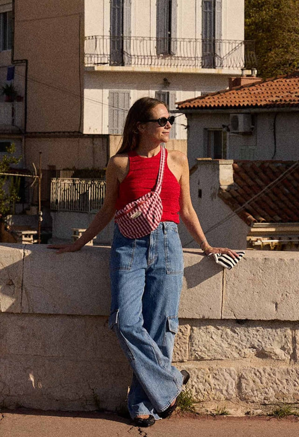 Banane en Coton Imprimé Vichy Cerise