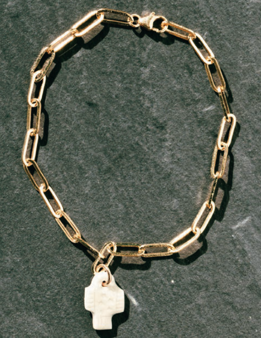 Bracelet Or Maille Trombone - Charm Krogen