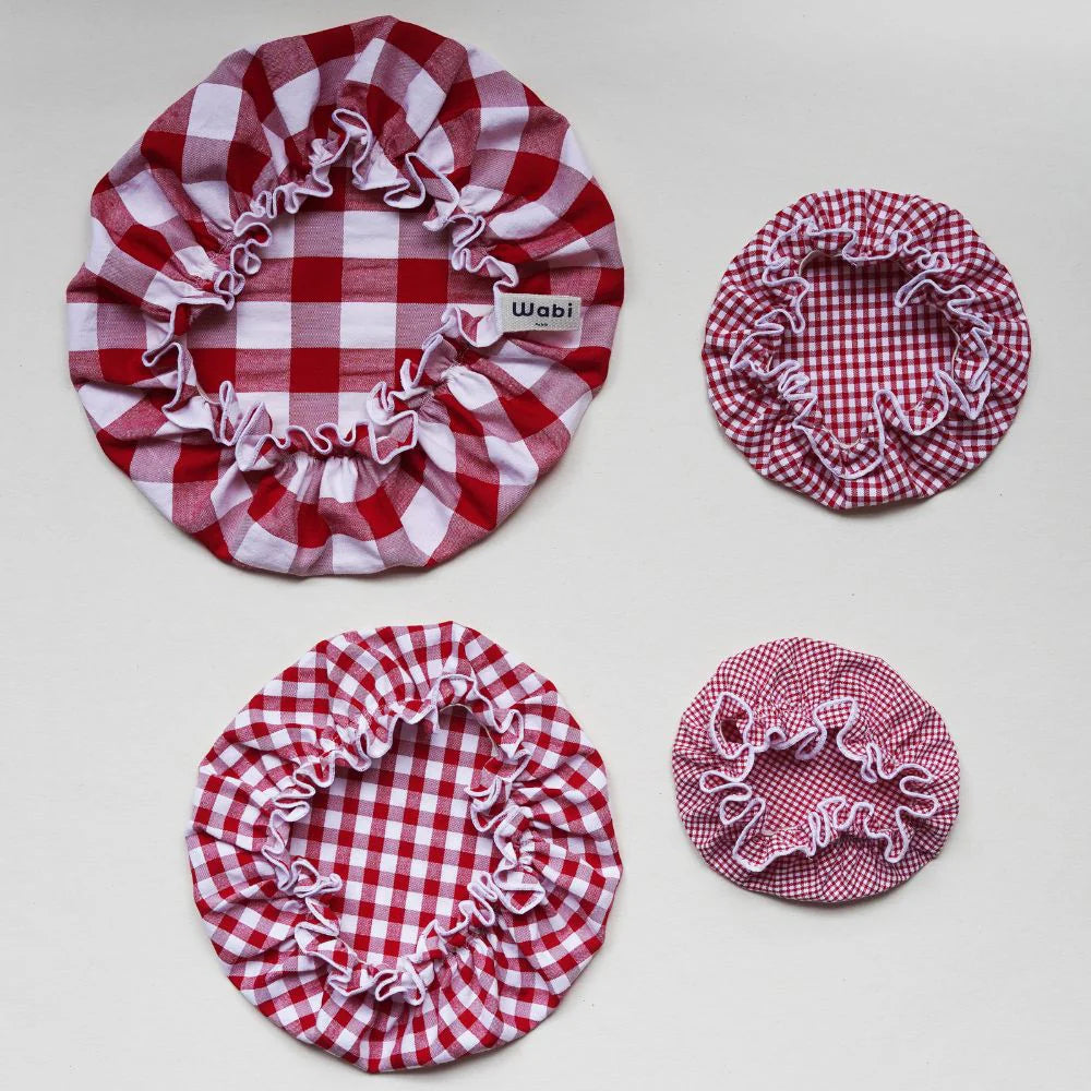 Set de 4 Charlottes Couvre-Plat - Vichy Confiture Fraise