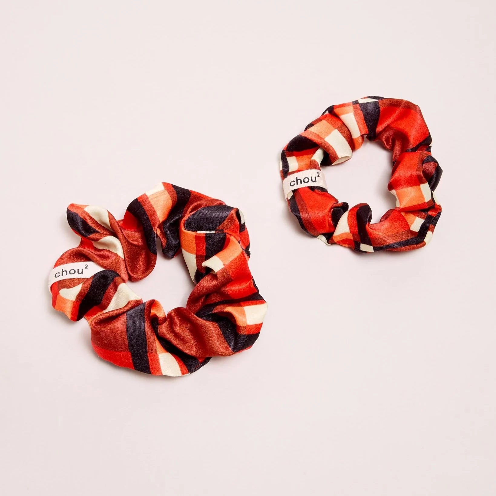 Petit Chouchou Carreaux Noir & Orange