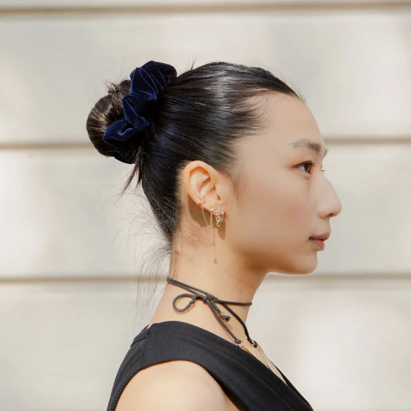 Grand Chouchou Velours Bleu Nuit