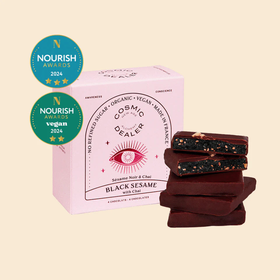 Coffret de 4 Carrés Chocolatés - Sésame Noir & Chai
