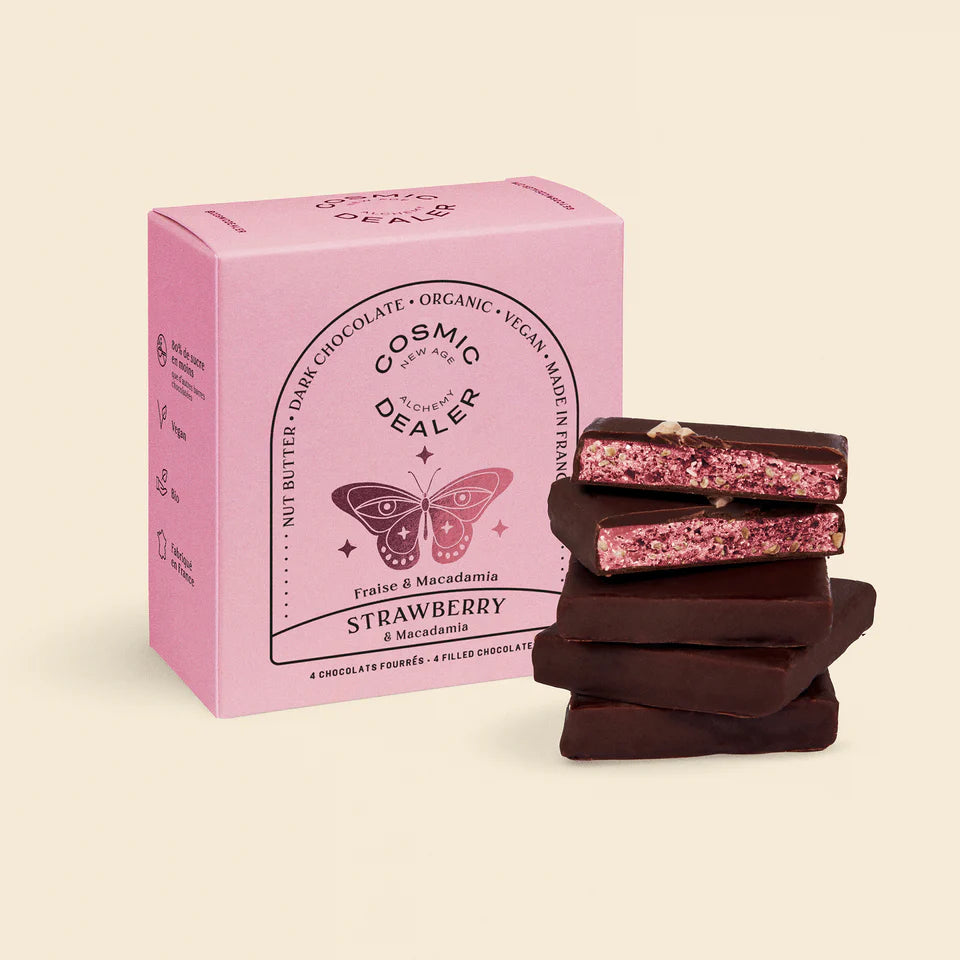 Coffret de 4 Carrés Chocolatés - Fraise et Macadamia