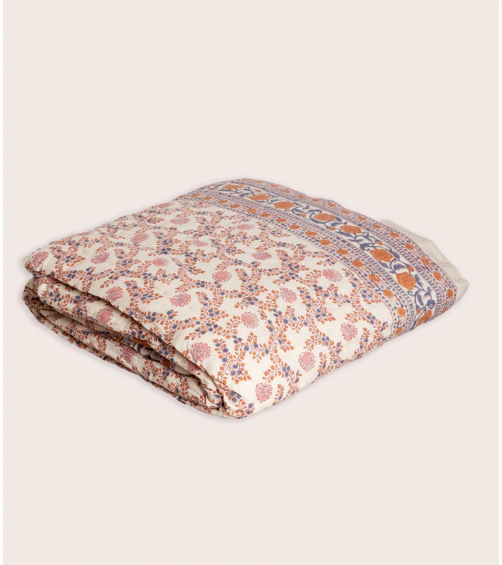 Edredon Couette Indienne en Coton Anima Coral 160 x 225