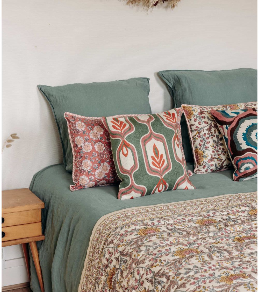 Edredon Couette Indienne en Coton Archana Coral 160 x 225