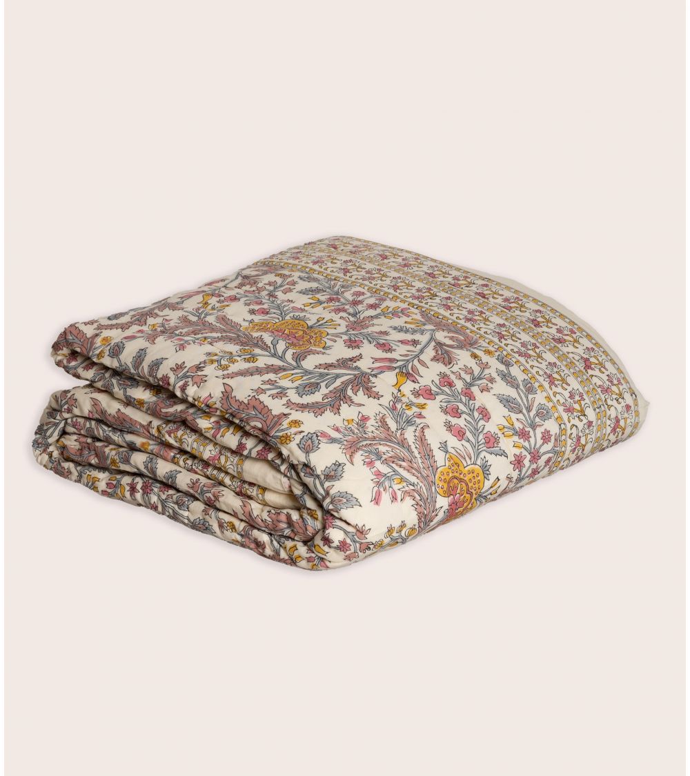 Edredon Couette Indienne en Coton Archana Coral 160 x 225