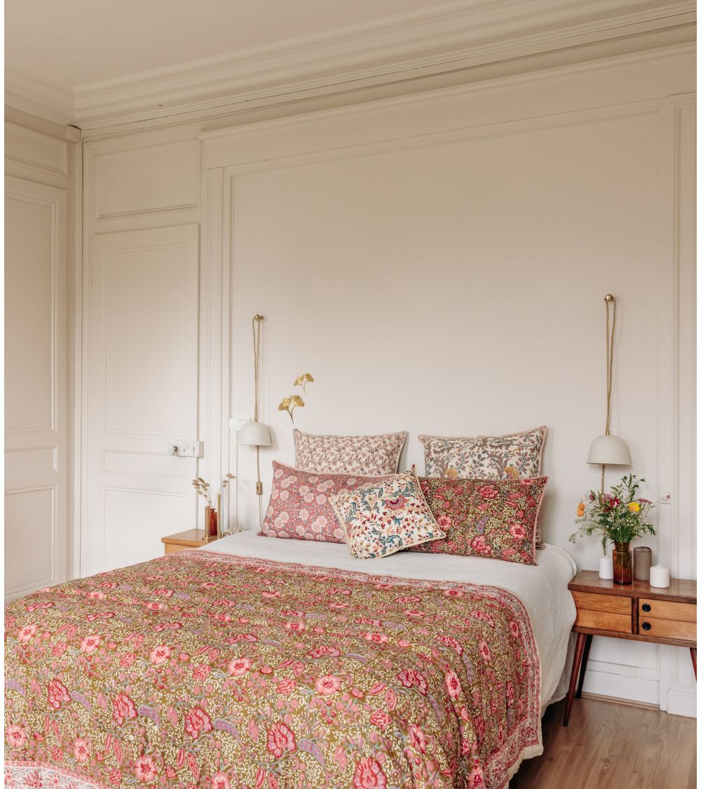 Edredon Couette Indienne en Coton Lita Kaki 160 x 225