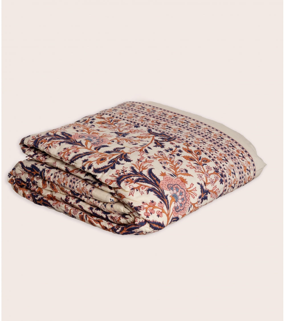 Edredon Couette Indienne en Coton Archana Navy 160 x 225