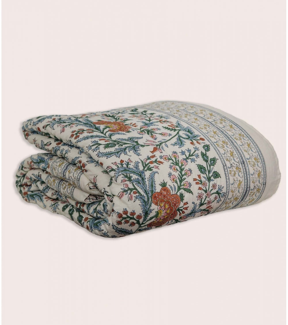 Edredon Couette Indienne en Coton Archana Orange 160 x 225