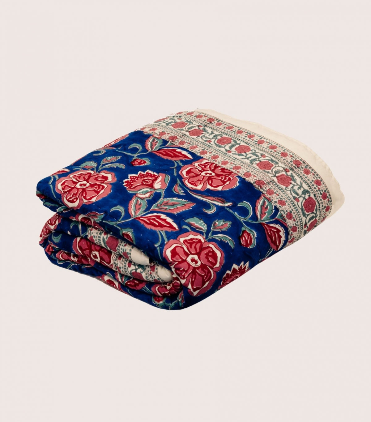 Edredon Couette Indienne en Coton Loni Bleu 160 x 225