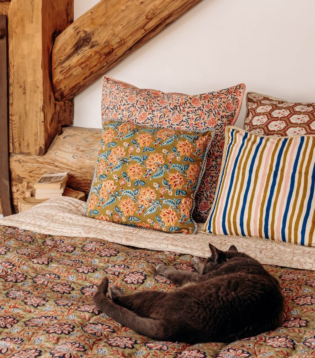 Edredon Couette Indienne en Coton Louise Vert Tilleul 160 x 225