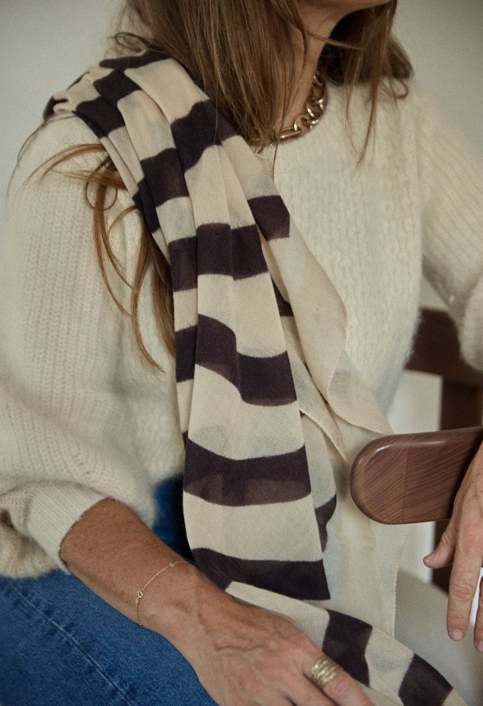 Foulard en Laine Zebra Beige