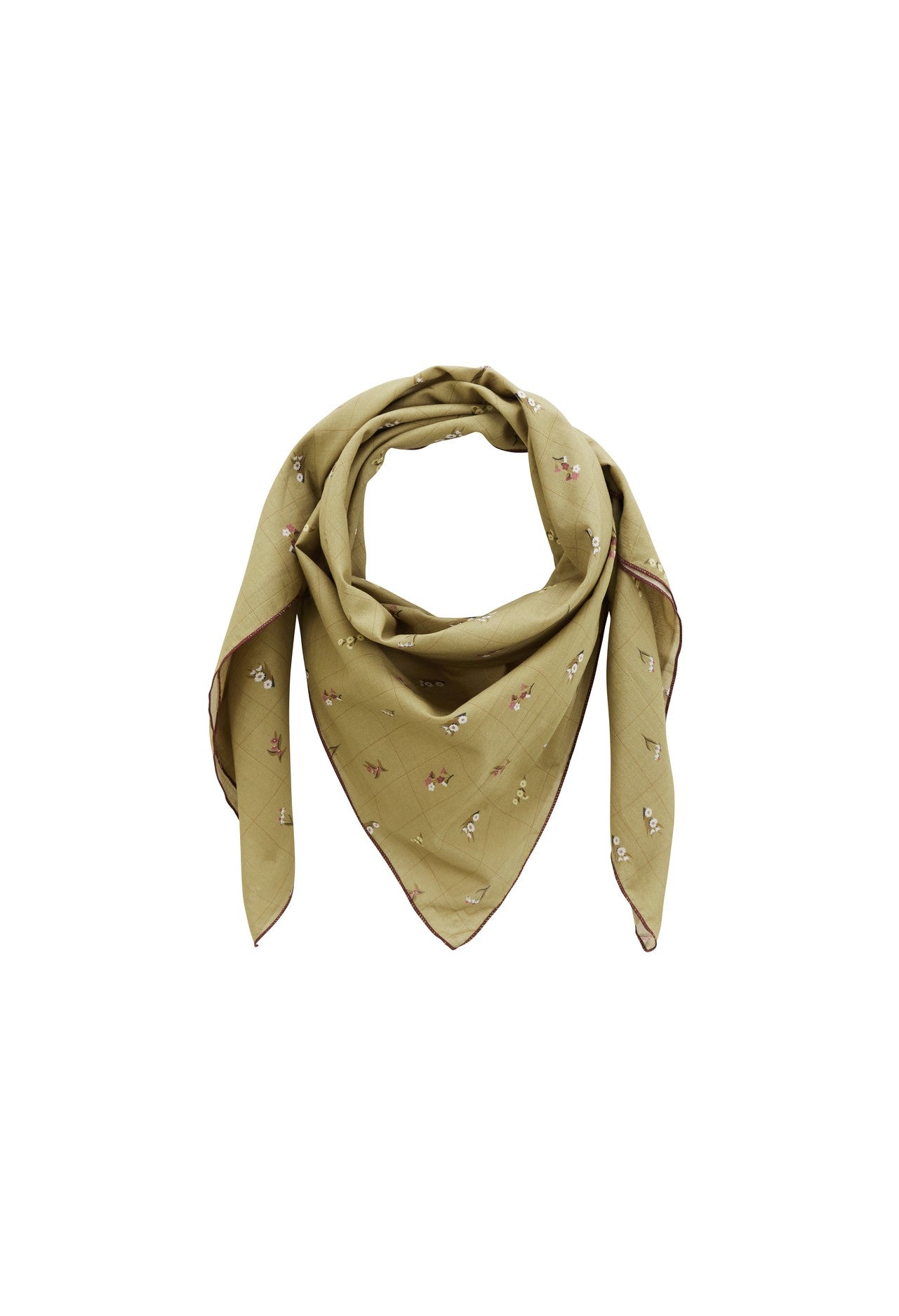 Foulard en Voile de Coton Herbier Olive