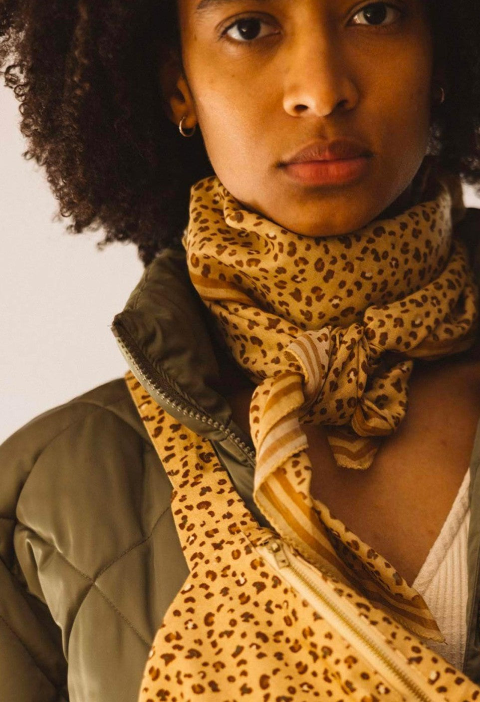 Foulard en Coton Léopard Sable