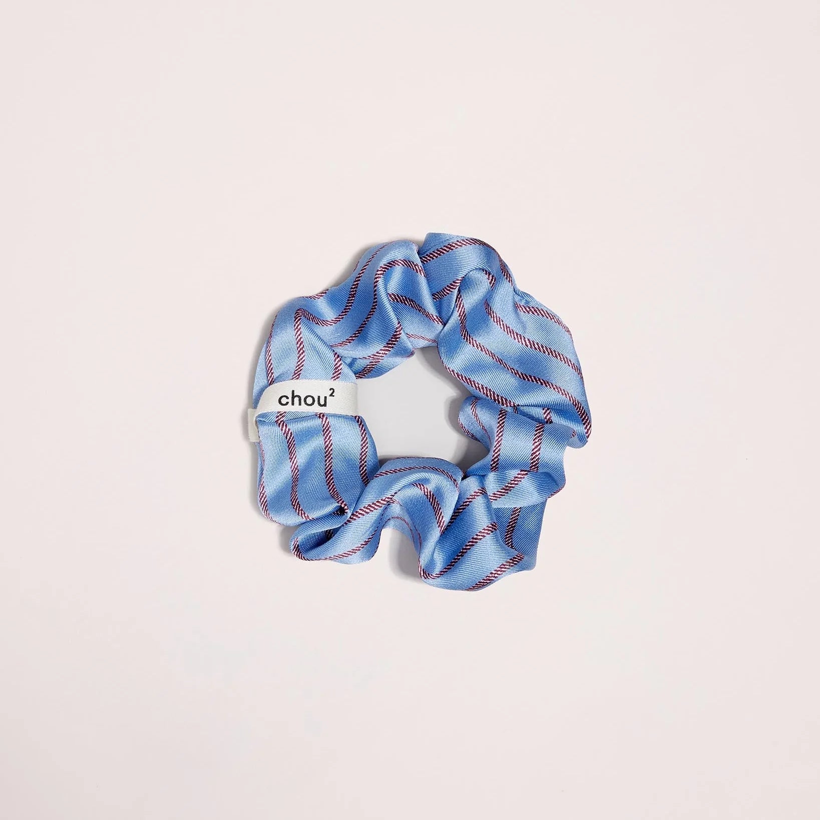 Grand Chouchou Satin Bleu Rayé