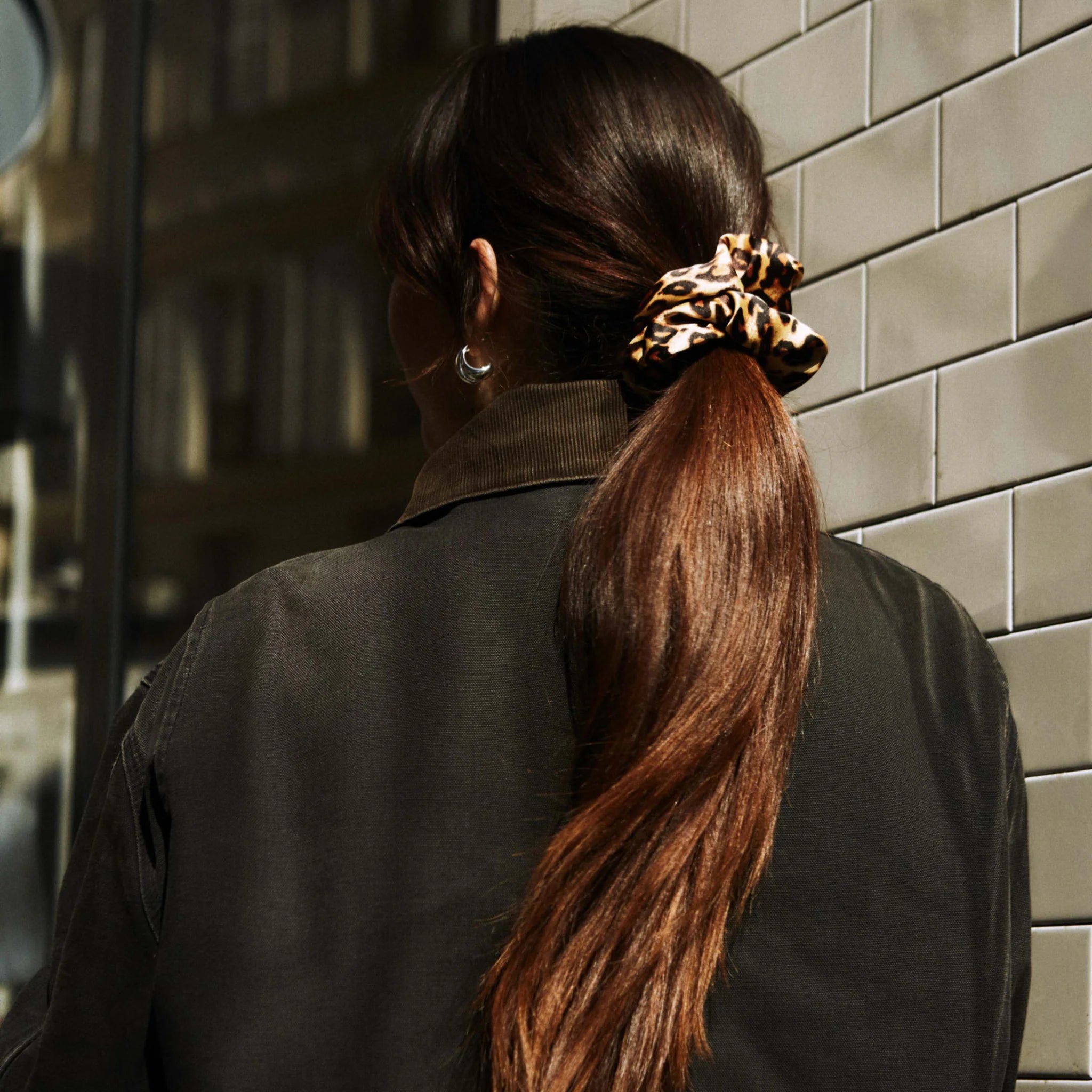 Grand Chouchou Satin Léopard