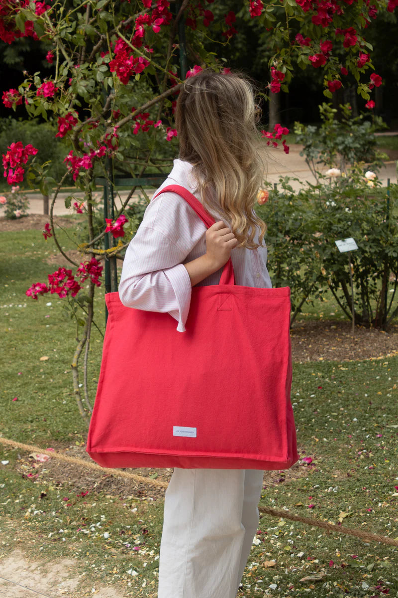 Grand Cabas en Coton Bio - Rose Framboise