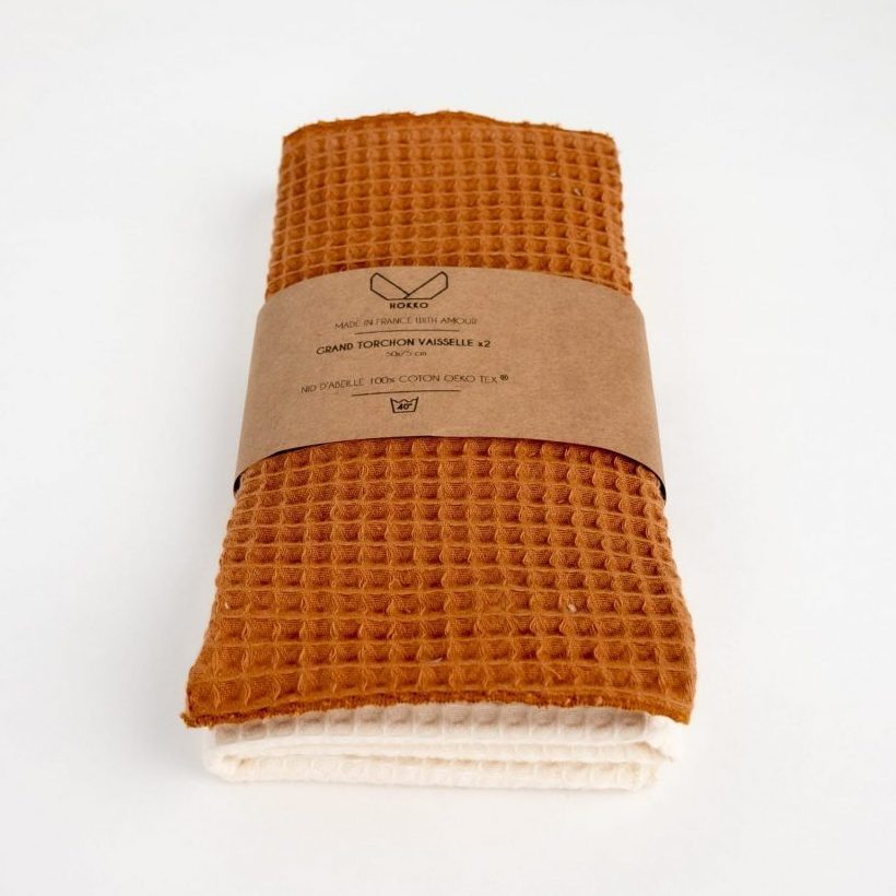 Grand Torchon Vaisselle Camel x 2