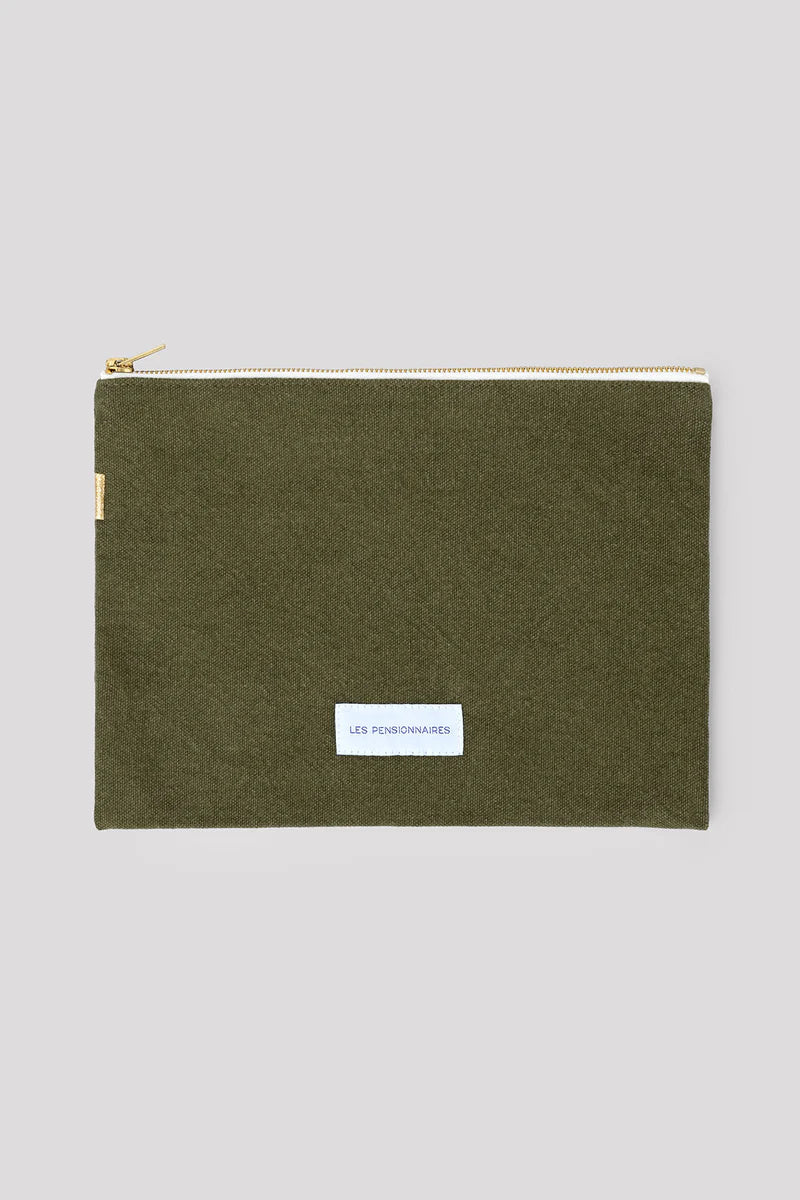 Grande Pochette en Coton Bio - Vert Câpre