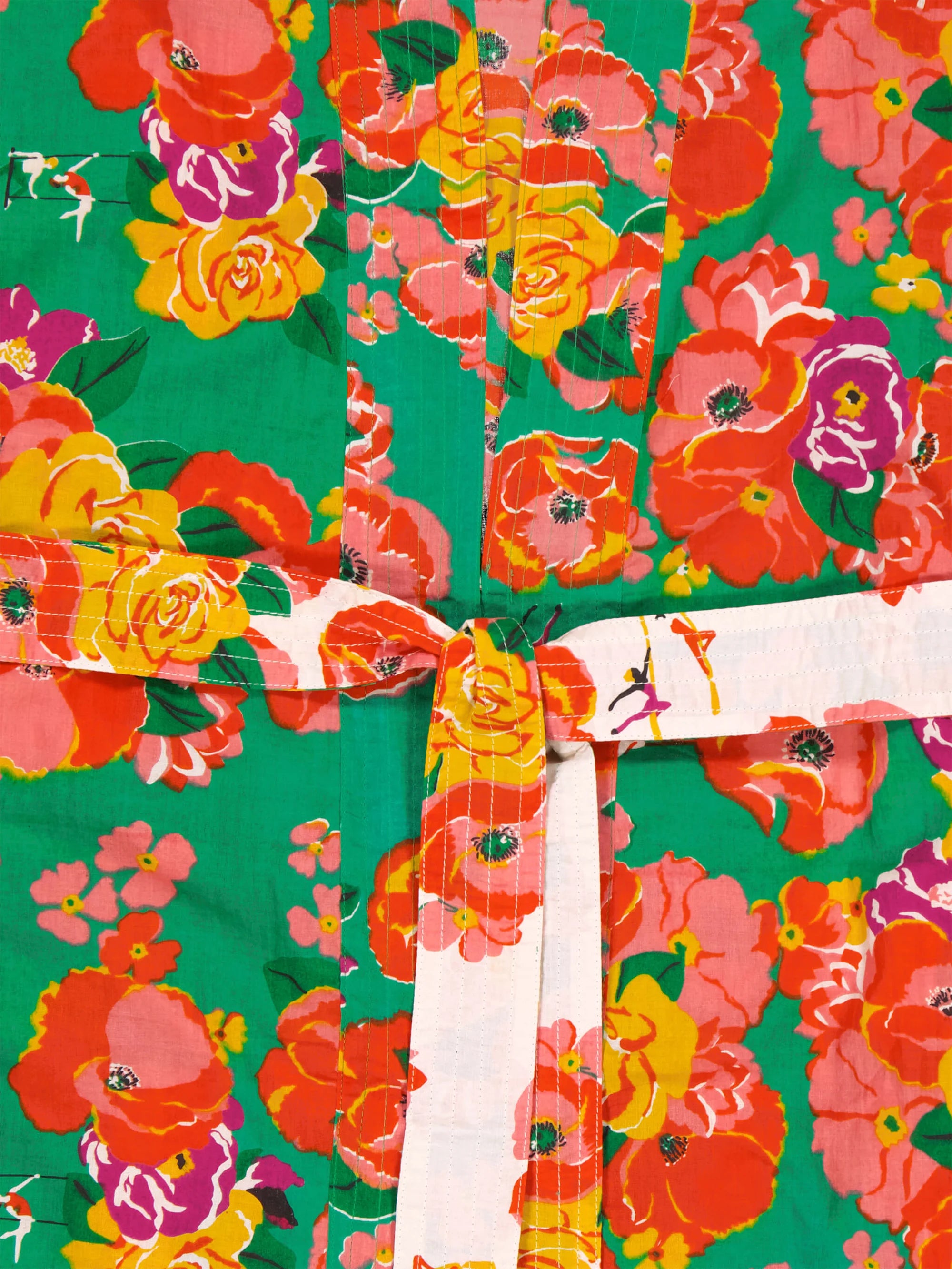 Kimono Long en Coton Circus Flower Green