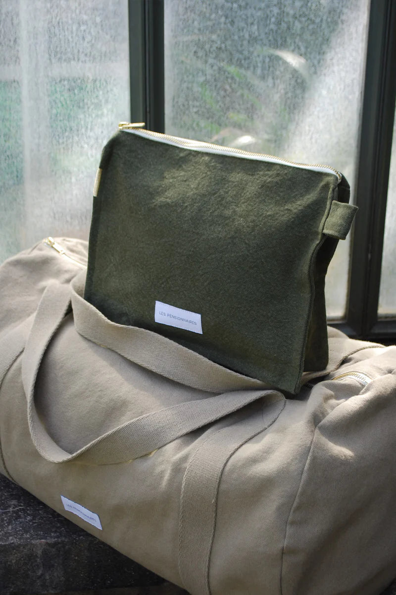 Trousse de Toilette en Coton Bio - Vert Câpre