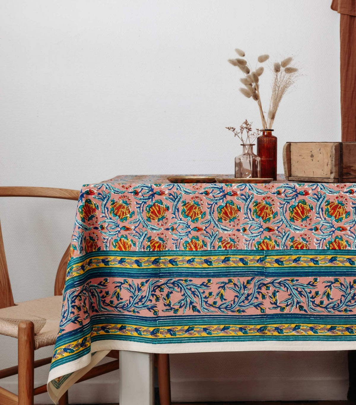 Nappe Carrée Jaïpur Pêche 170 x 170