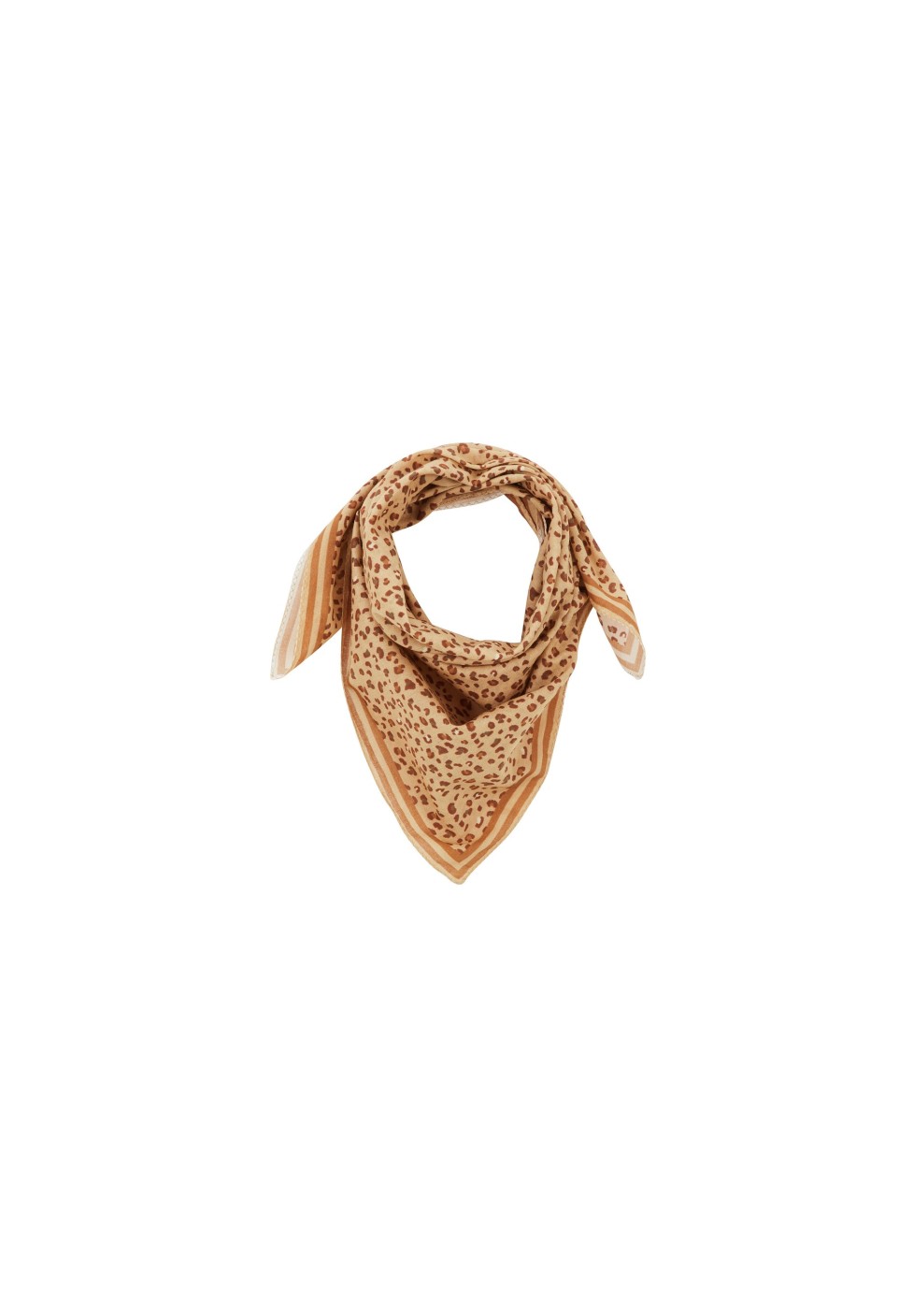 Petit Foulard en Coton Léopard Sable