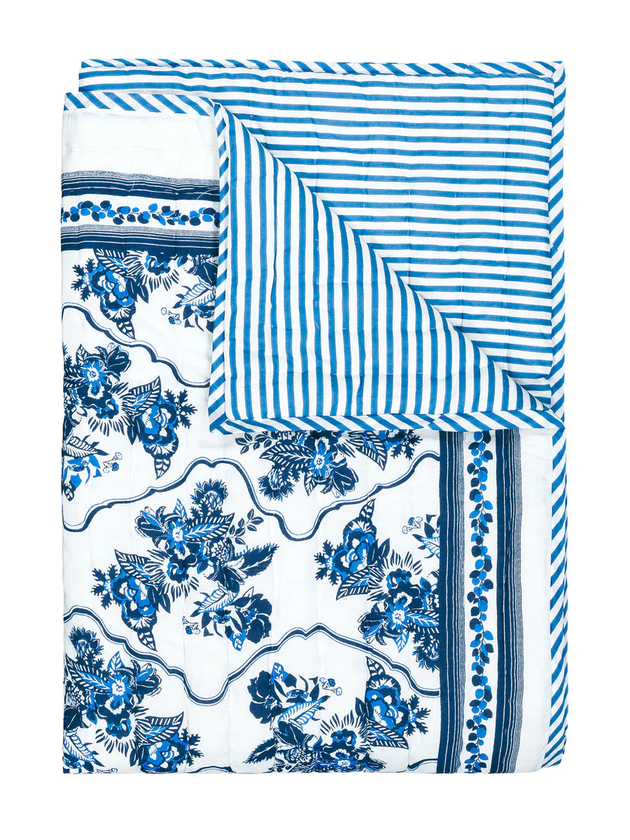 Plaid Blue Sofa Sarong 110 x 200