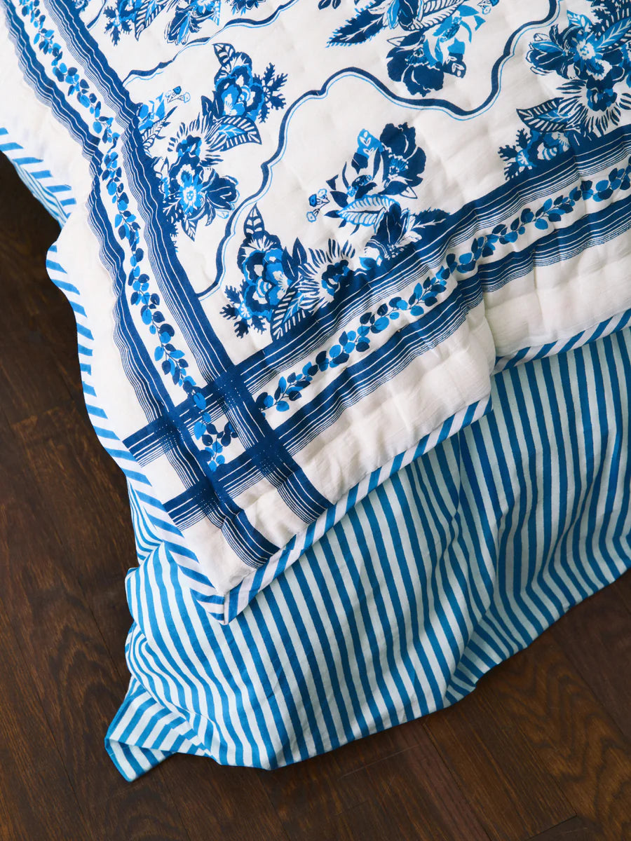 Plaid Blue Sofa Sarong 110 x 200