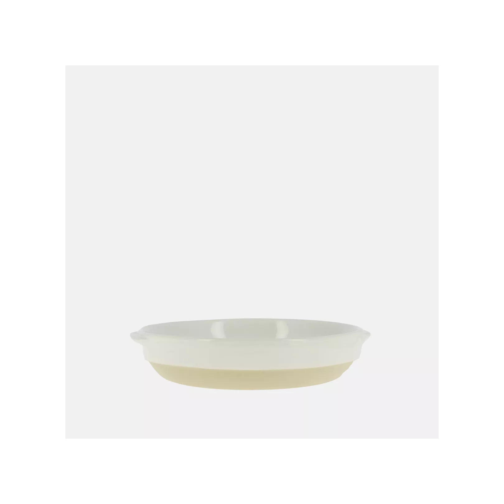 Plat Rond en Grès - Blanc et Naturel 1,4L