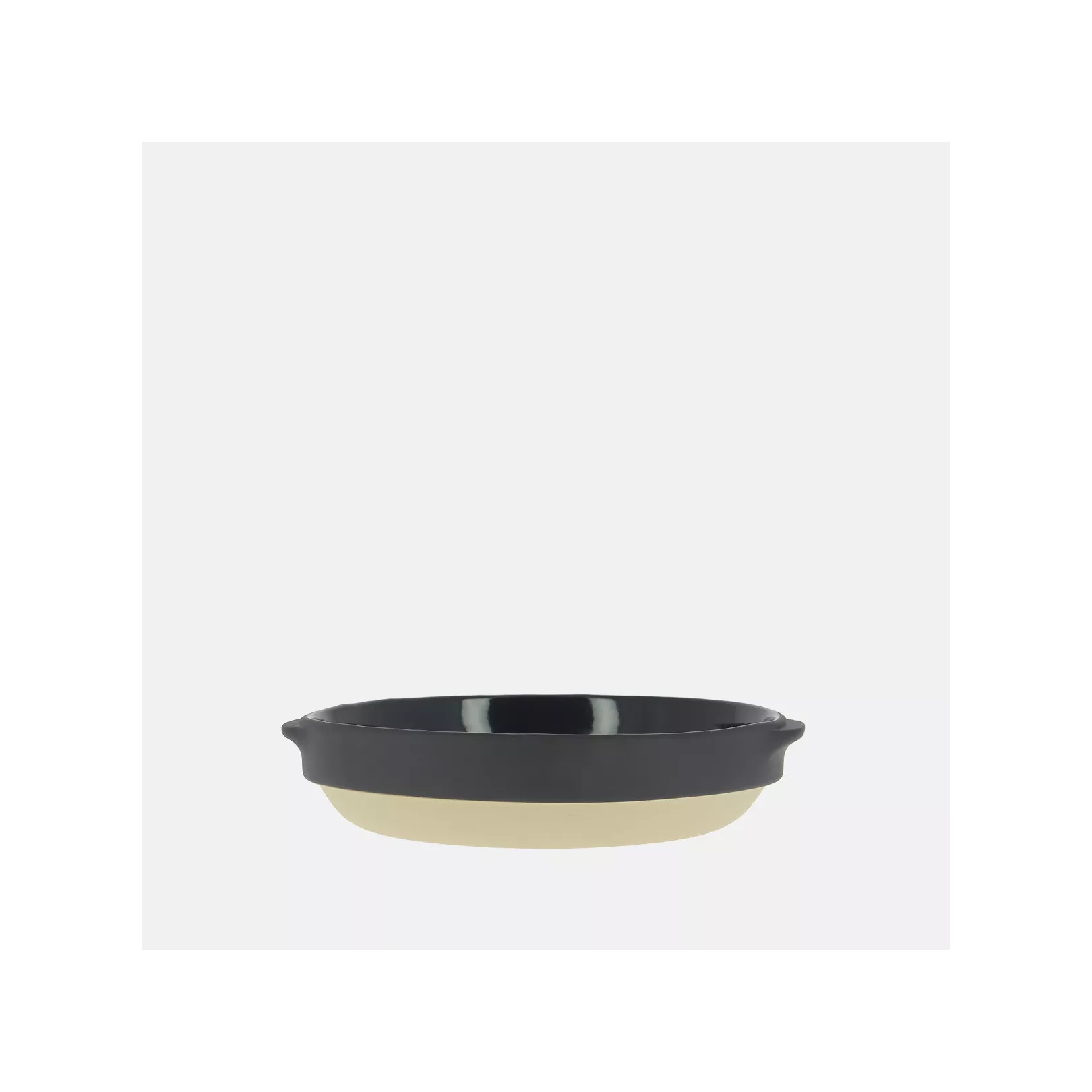 Plat Rond en Grès – Encre Bleu Nuit et Naturel 1,4L