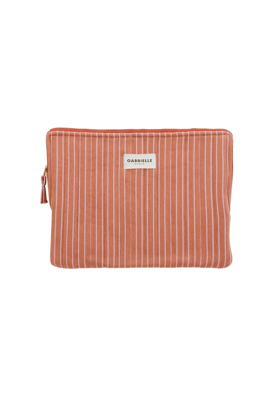 Pochette Ordinateur en Coton Rayures Lilas