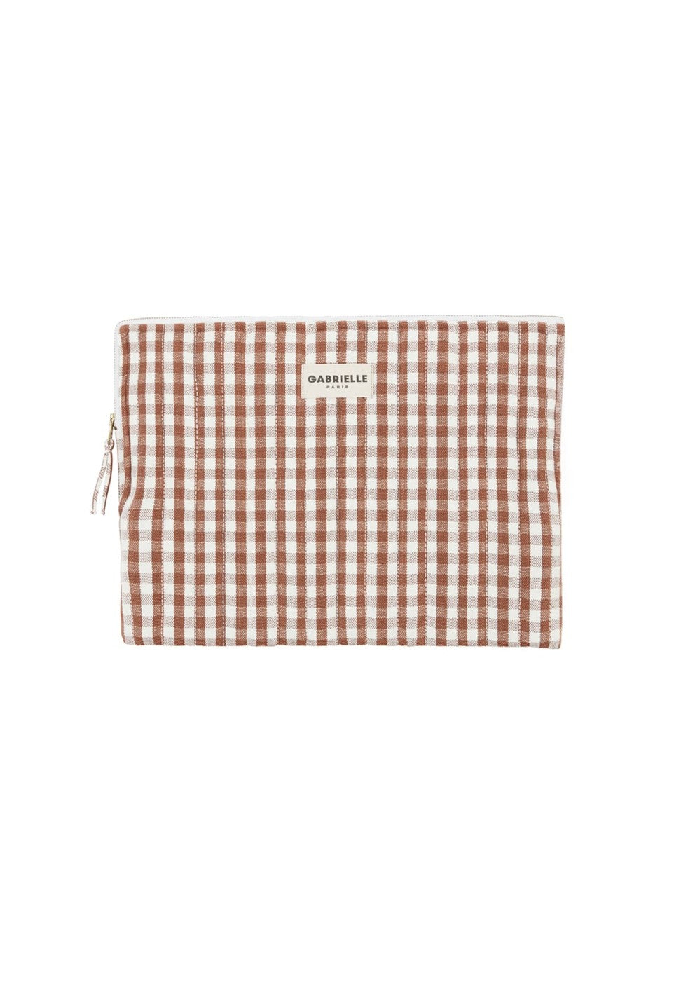 Pochette Ordinateur en Coton Vichy Moka