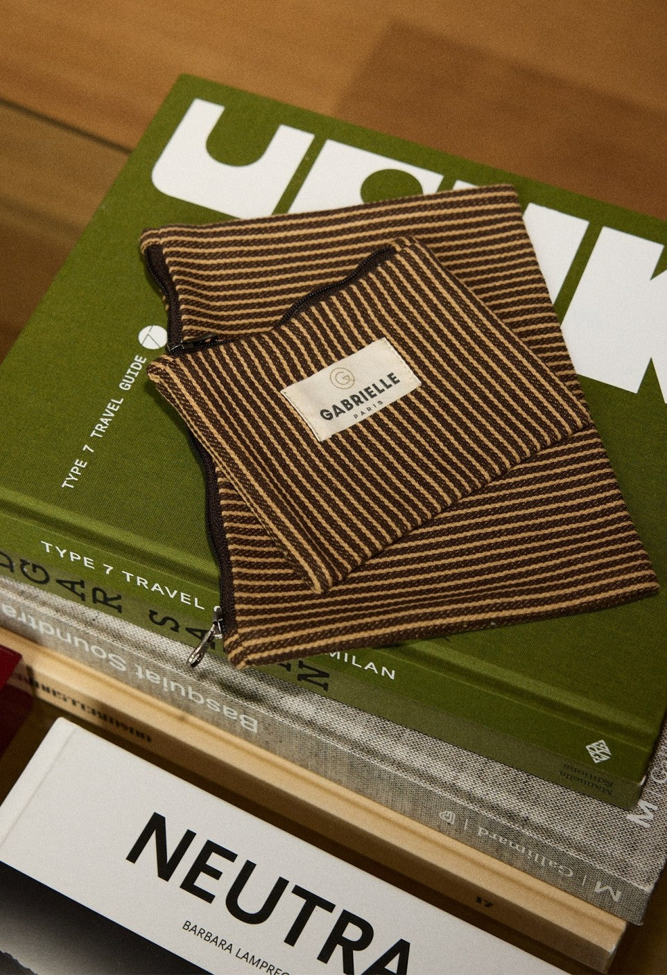 Petite Pochette Rayures Café