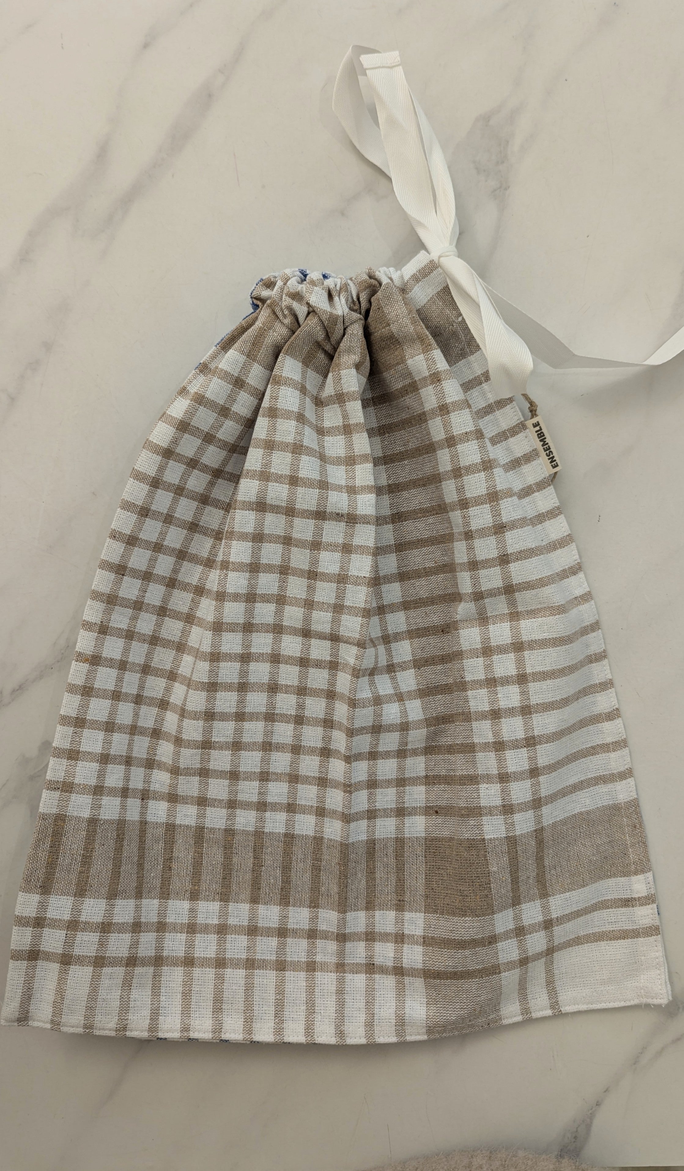 Sac à Pain Tissu Torchon - M - Beige/Bleu