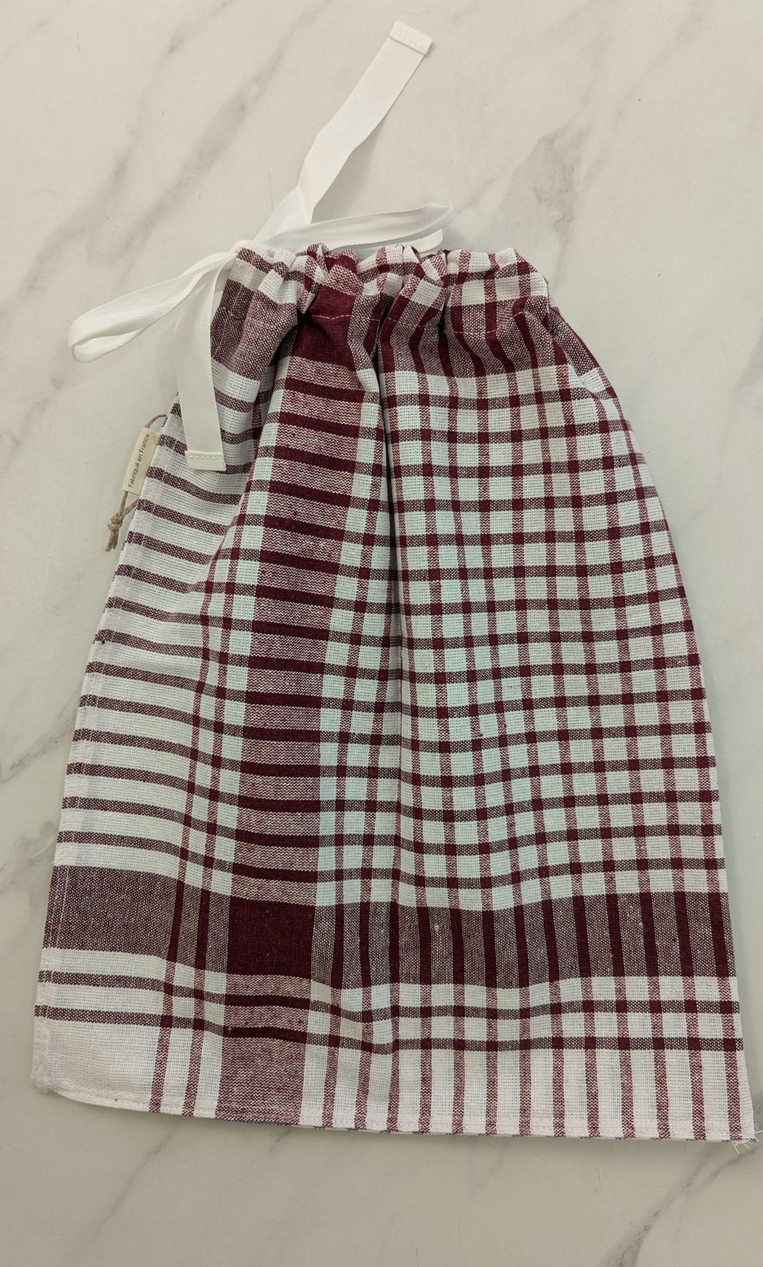 Sac à Pain M Tissu Torchon - Bleu/Bordeaux