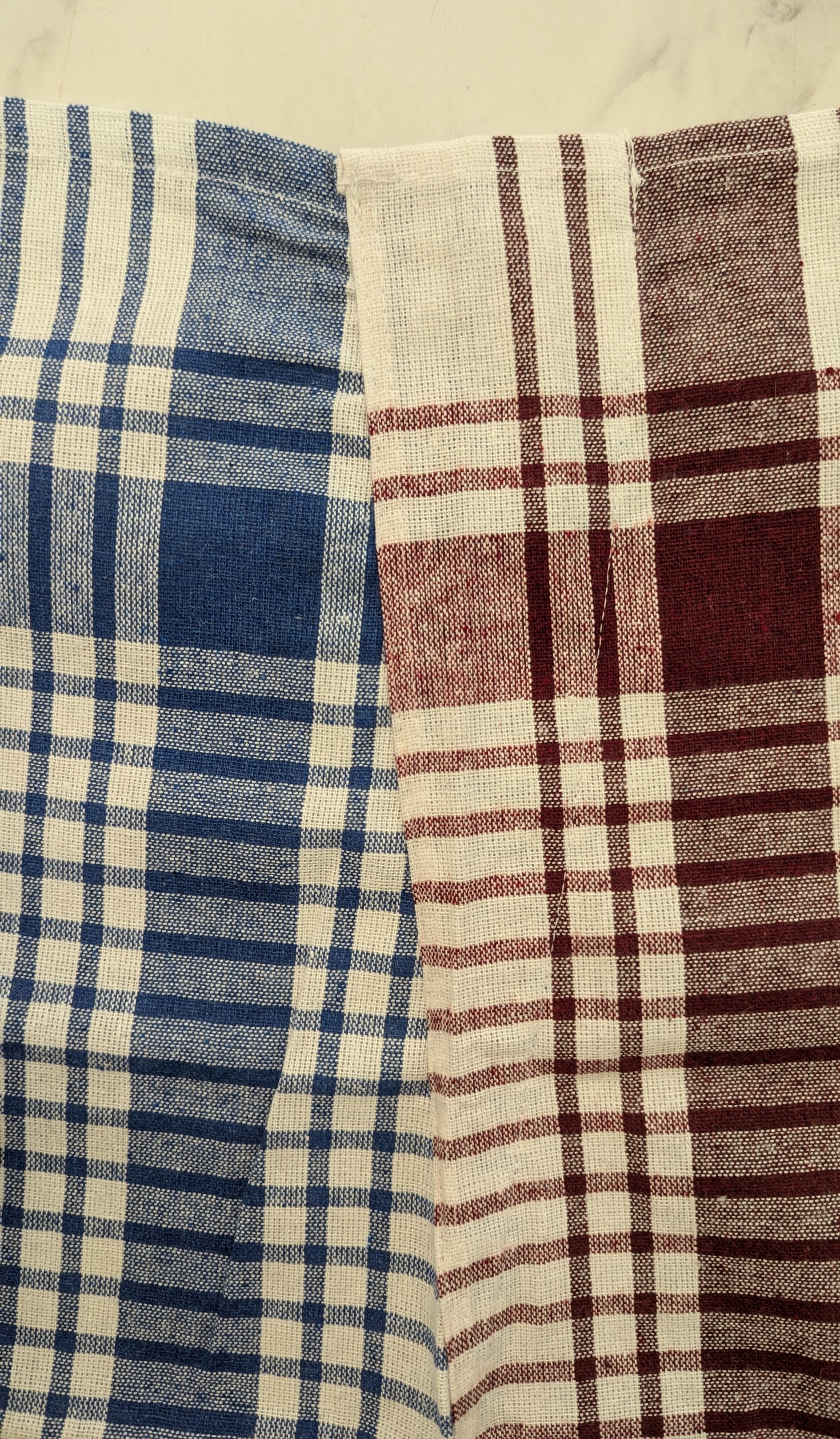 Tablier Cafetier Tissu Torchon - Bleu/Vert