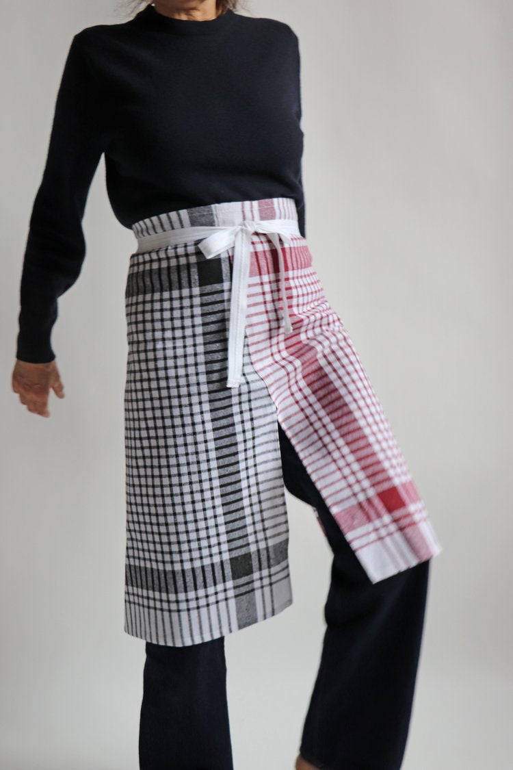 Tablier Cafetier Tissu Torchon - Beige/Vert